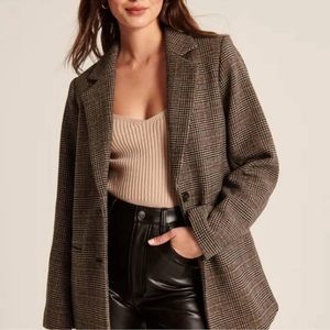 Abercrombie plaid wool-blend blazer coat